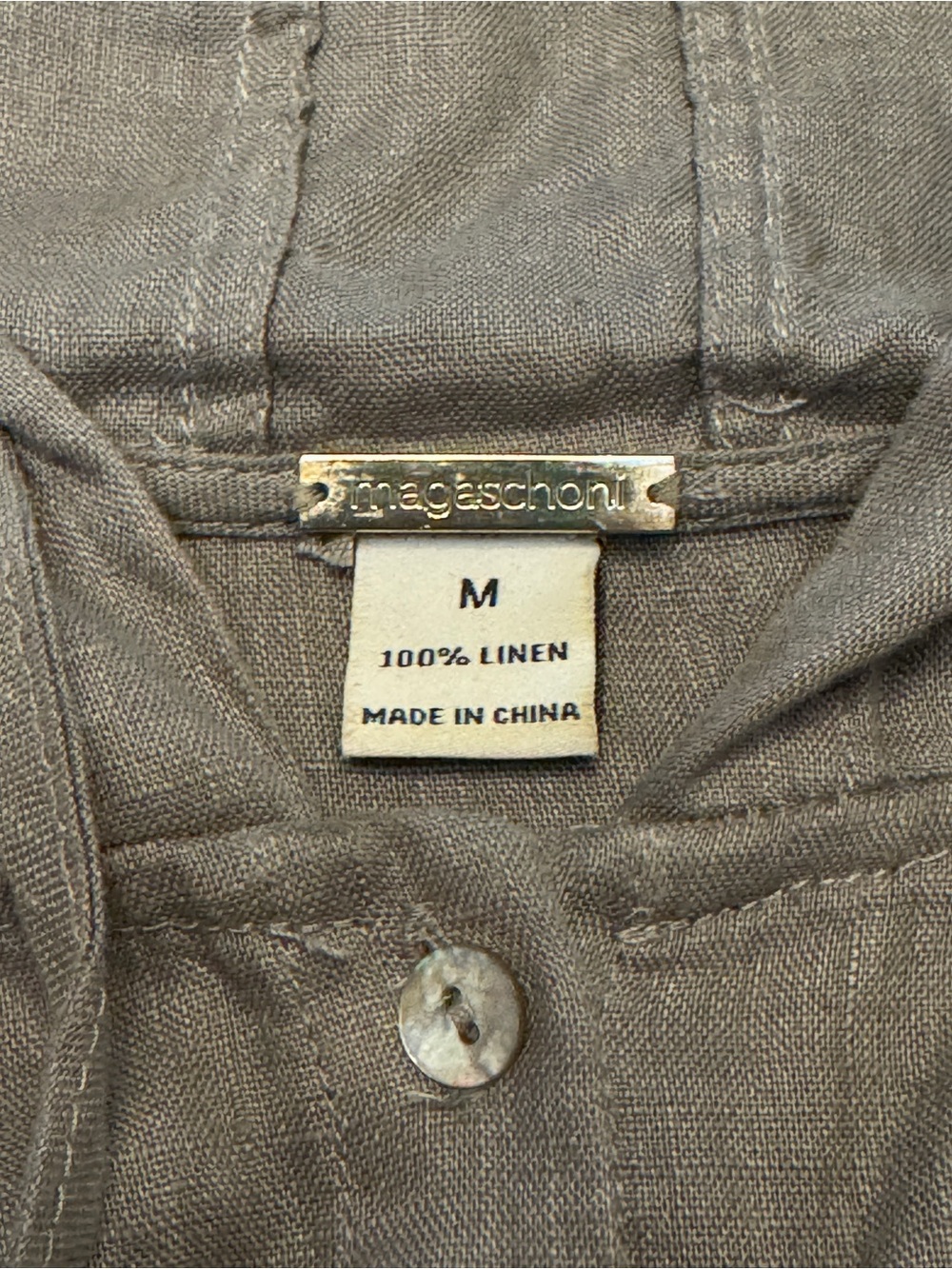 Magaschoni Hooded Button-Front Tunic in Gray